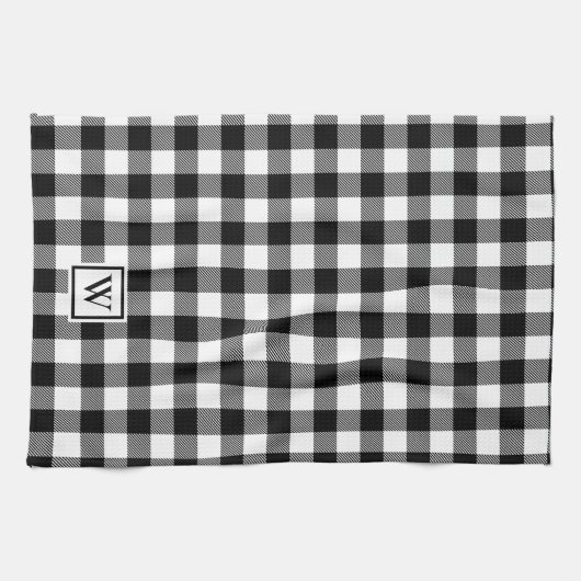 Eenvoudige buffelplaat zwart-wit zwart theedoek (Horizontaal)