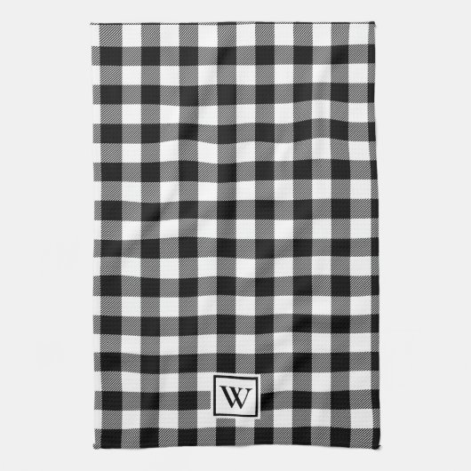 Eenvoudige buffelplaat zwart-wit zwart theedoek (Verticaal)