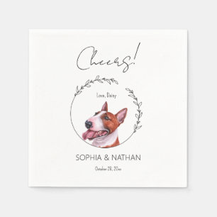 Eenvoudige Bull Terrier Hond Bruiloft Cocktail Servet