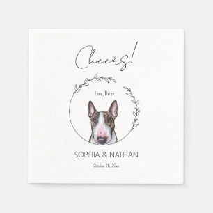 Eenvoudige Bull Terrier Hond Bruiloft Cocktail Servet