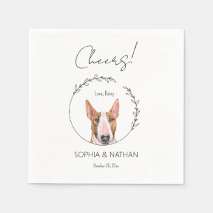 Eenvoudige Bull Terrier Hond Bruiloft Cocktail Servet