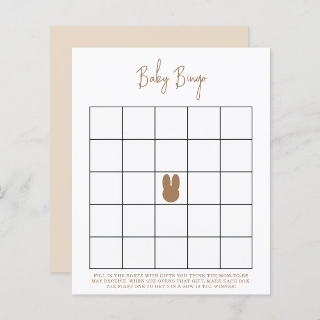 Eenvoudige bunny Baby shower bingo (Voorkant / Achterkant)