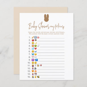 Eenvoudige bunny Emoji afbeelding game baby shower