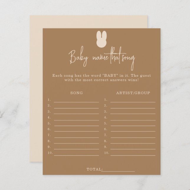 Eenvoudige bunny Name die baby shower game (Voorkant / Achterkant)
