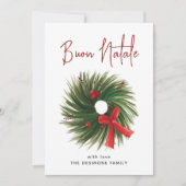 Eenvoudige Buon Natale Waterverf krans Feestdagenkaart (Voorkant)