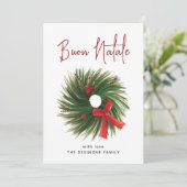 Eenvoudige Buon Natale Waterverf krans Feestdagenkaart (Staand voorkant)