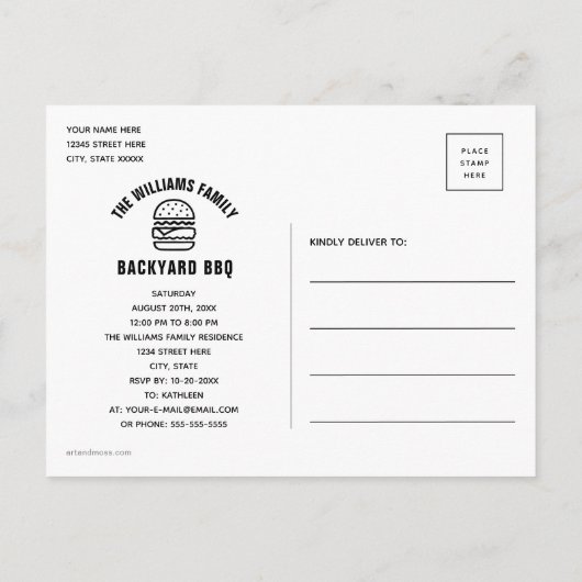 Eenvoudige Burger sparen het Briefkaart van de Dat (Achterkant)