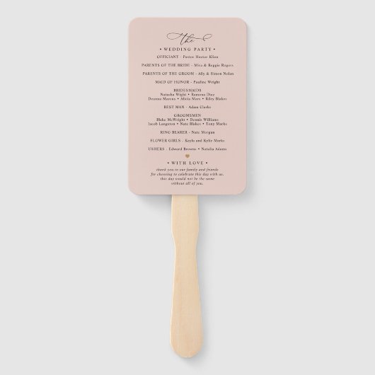 Eenvoudige Burgundy Blush Floral Wedding Ceremony Handwaaier (Achterkant)