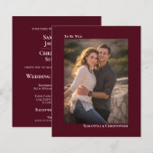 Eenvoudige Burgundy BUDGET Trouwfoto Uitnodiging (Voorkant / Achterkant)