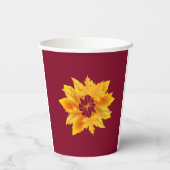 Eenvoudige Burgundy Gouden Herfst Viering Drank Papieren Bekers (Achterkant)