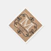 Eenvoudige Burlap Bruid Bruidegom Huwelijk Monogra Servet (Hoek)
