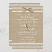 Eenvoudige burlap witte rustige trouwuitnodigingen kaart (Voorkant / Achterkant)