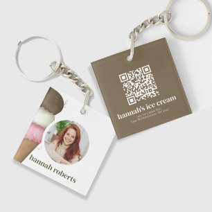 Eenvoudige Business Ice Cream Employee ID-Sjabloon Sleutelhanger