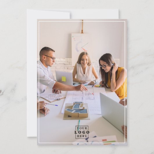 Eenvoudige Business Logo Bedrijfsnaam Branded Phot Notitiekaartje (Achterkant)