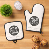 Eenvoudige Business Logo Custom Ovenwant & Pannenlap Set (Top down)