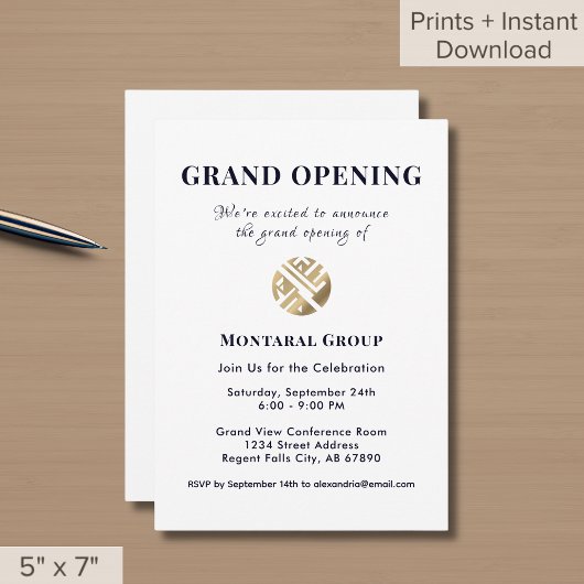 Eenvoudige Business Logo Grand Opening Invitation Kaart