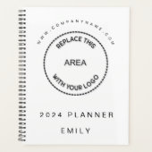 Eenvoudige Business Logo Naam Website Wit 2024 Planner (Voorkant)