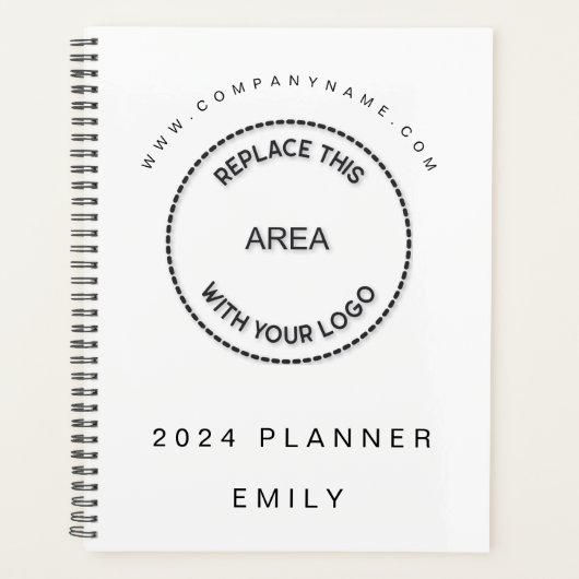 Eenvoudige Business Logo Naam Website Wit 2024 Planner (Voorkant)