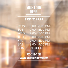 Eenvoudige Business Logo Openingstijden Venster Cl Raamsticker