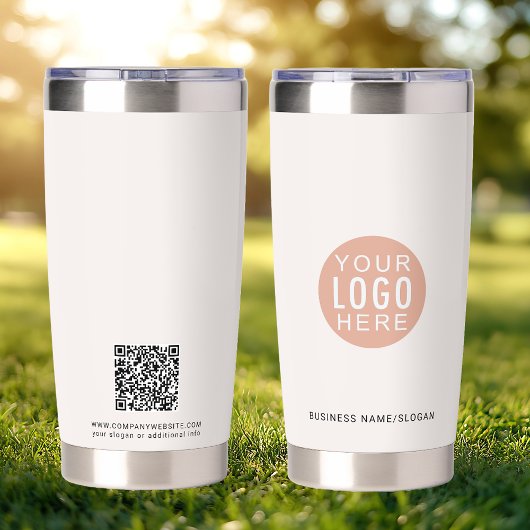 Eenvoudige Business Logo QR-code en website Geïsoleerde Drinkbeker