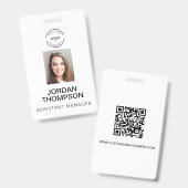 Eenvoudige Business Logo QR code Medewerker foto Badge (Voor- en achterkant)