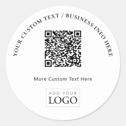 Eenvoudige Business Logo QR Code Promotie Ronde Sticker (Voorkant)