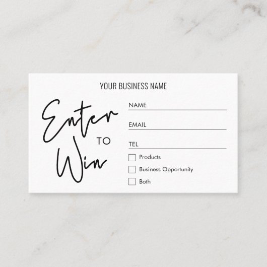 Eenvoudige Business Logo Raffle Enter om te winnen Plaatskaartje (Voorkant)
