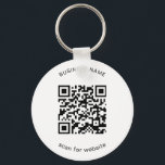 Eenvoudige Business Promotion QR Code Sleutelhanger<br><div class="desc">De Sleutelhanger van de douane die uw QR Code met uw bedrijfsnaam hierboven en uw bericht hieronder kenmerkt. Deze eenvoudige sleutelhangers maken grote promotionele items voor het geven aan klanten, werknemers of als overvloed aan commerciële shows en evenementen. Veel plezier met je marketing en adverteren. Deze Sleutelhangers van de Code...</div>