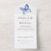 Eenvoudige Butterfly-viering van het leven All In One Uitnodiging (Binnen)