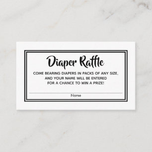 Eenvoudige BW Baby shower Luier Raffle Tickets Informatiekaartje