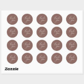 Eenvoudige Cacao bruin kalligrafie Script Dank u Ronde Sticker (Vel)