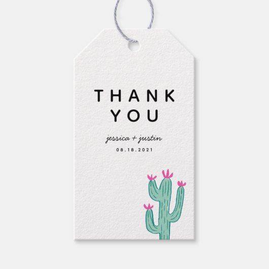 Eenvoudige cactus bruiloft dank u gunst cadeaulabel (Voorkant)