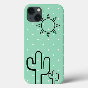 Eenvoudige Cactus Mint Green Stippen Summer Iphone 13 Hoesje