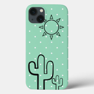 Eenvoudige Cactus Mint Green Stippen Summer Iphone iPhone 13 Hoesje