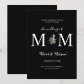 Eenvoudige Cactus Monogram Black Save the Date Inv Kaart (Voorkant / Achterkant)