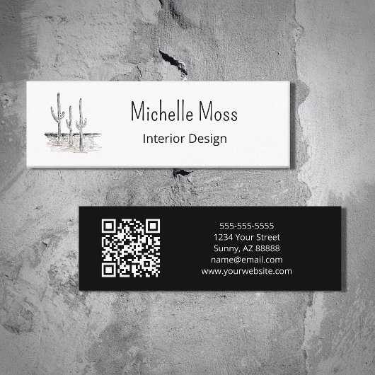 Eenvoudige Cactus QR code Interieur Design Mini Visitekaartje