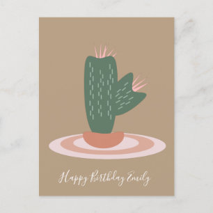 Eenvoudige Cactus Stekelige Illustratie Briefkaart