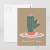 Eenvoudige Cactus Stekelige Illustratie Briefkaart (Voorkant / Achterkant)