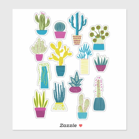 Eenvoudige Cactus Sticker (Vel)