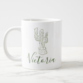 Eenvoudige Cactus Tekening Naam Reuzen Koffiemok Grote Koffiekop