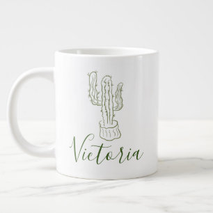 Eenvoudige Cactus Tekening Naam Reuzen Koffiemok Grote Koffiekop