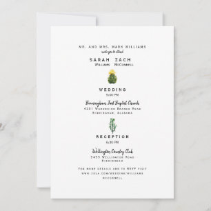 Eenvoudige cactus Twee Venue Website Parents Weddi Kaart