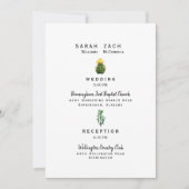 Eenvoudige Cactus Two Venue White Wedding Invitati Kaart (Voorkant)