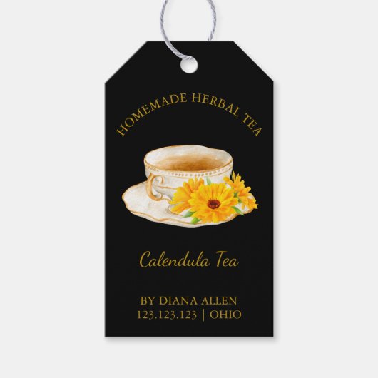 Eenvoudige Calendula Tea Hang Label Cadeaulabel (Voorkant)
