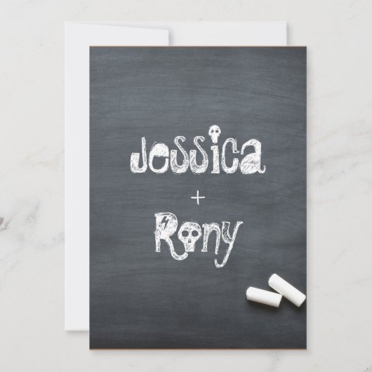 Eenvoudige Calkboard bruiloft uitnodiging (Achterkant)