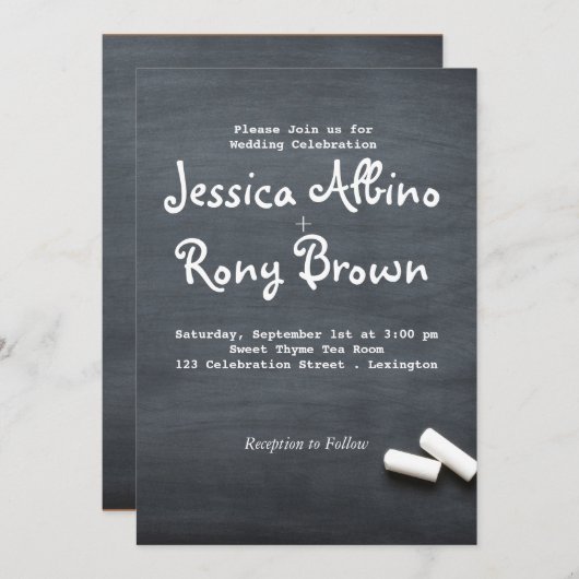 Eenvoudige Calkboard bruiloft uitnodiging (Voorkant / Achterkant)