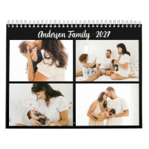 Eenvoudige Calligrafie Familie Foto Collage Zwart