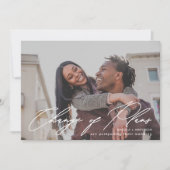 Eenvoudige Calligrafie Foto Bruiloft Wijziging van Aankondiging (Voorkant)