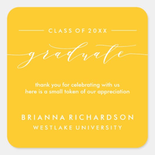 EENVOUDIGE CALLIGRAFIE VOOR AFSOLUTIE | BEDANKT ST VIERKANTE STICKER (Voorkant)