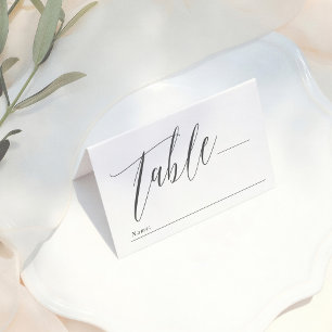 Eenvoudige Calligrafie Zwart & Wit Monogram Trouwf Plaatskaartje